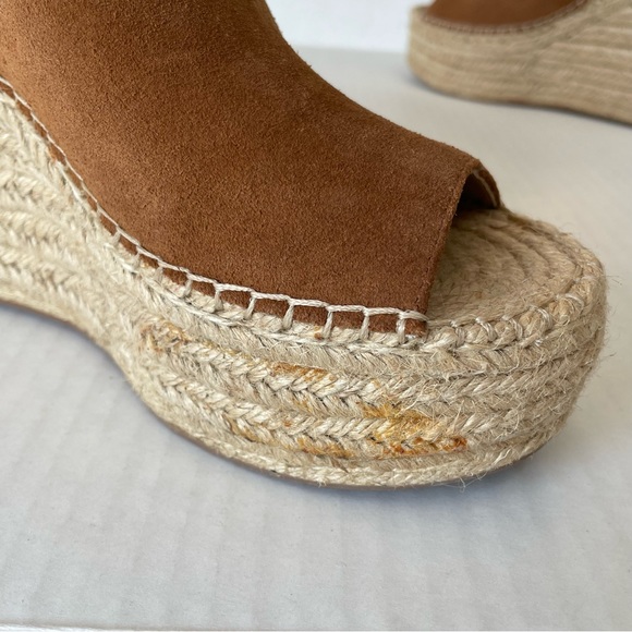 MARC FISHER Womens Brown 2" Platform Adalyn Wedge Leather Espadrille Sandals 9 - Picture 11 of 13